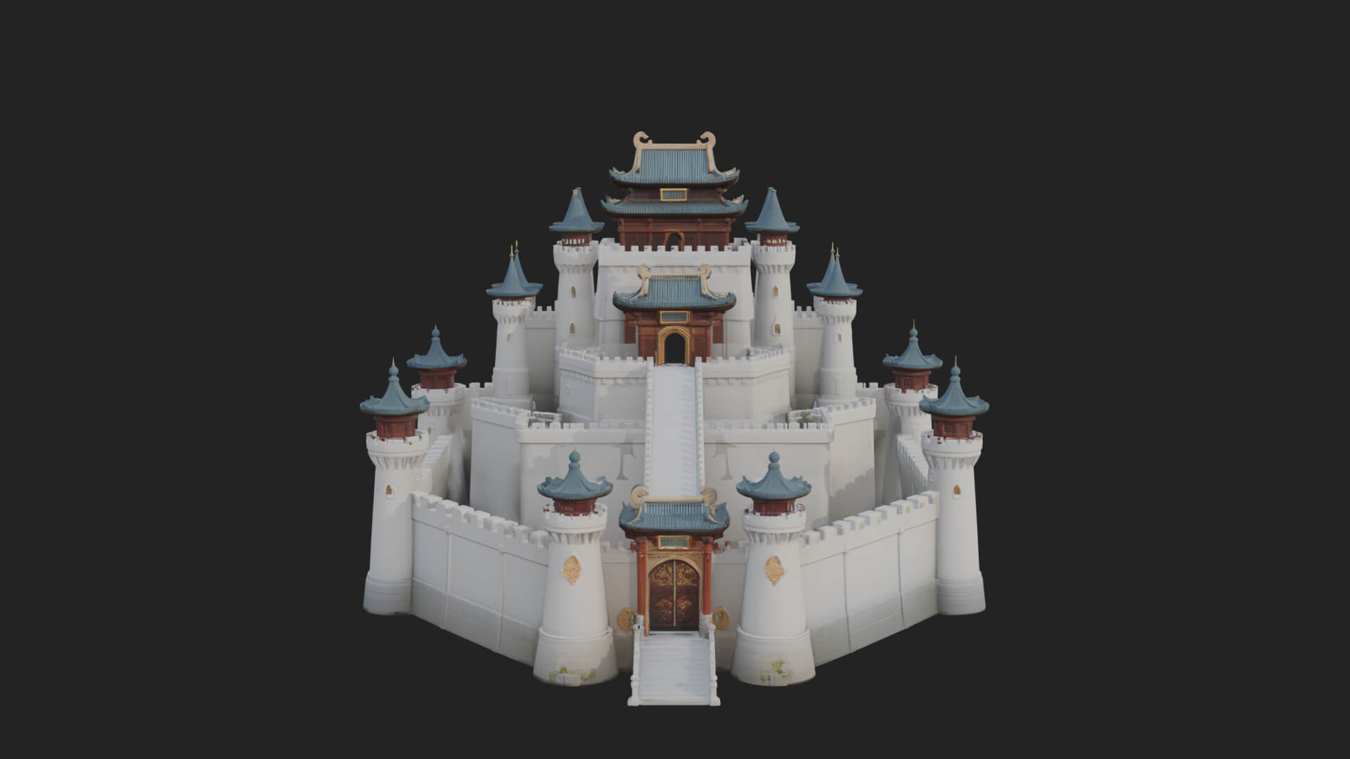 Oriental Fortress Castle Design 3 3D Print Model 3D Model