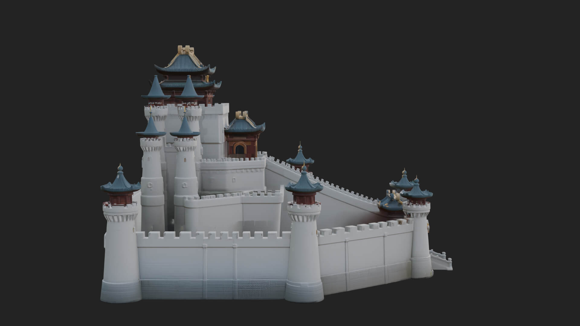 Oriental Fortress Castle Design 3 3D Print Model 3D Model