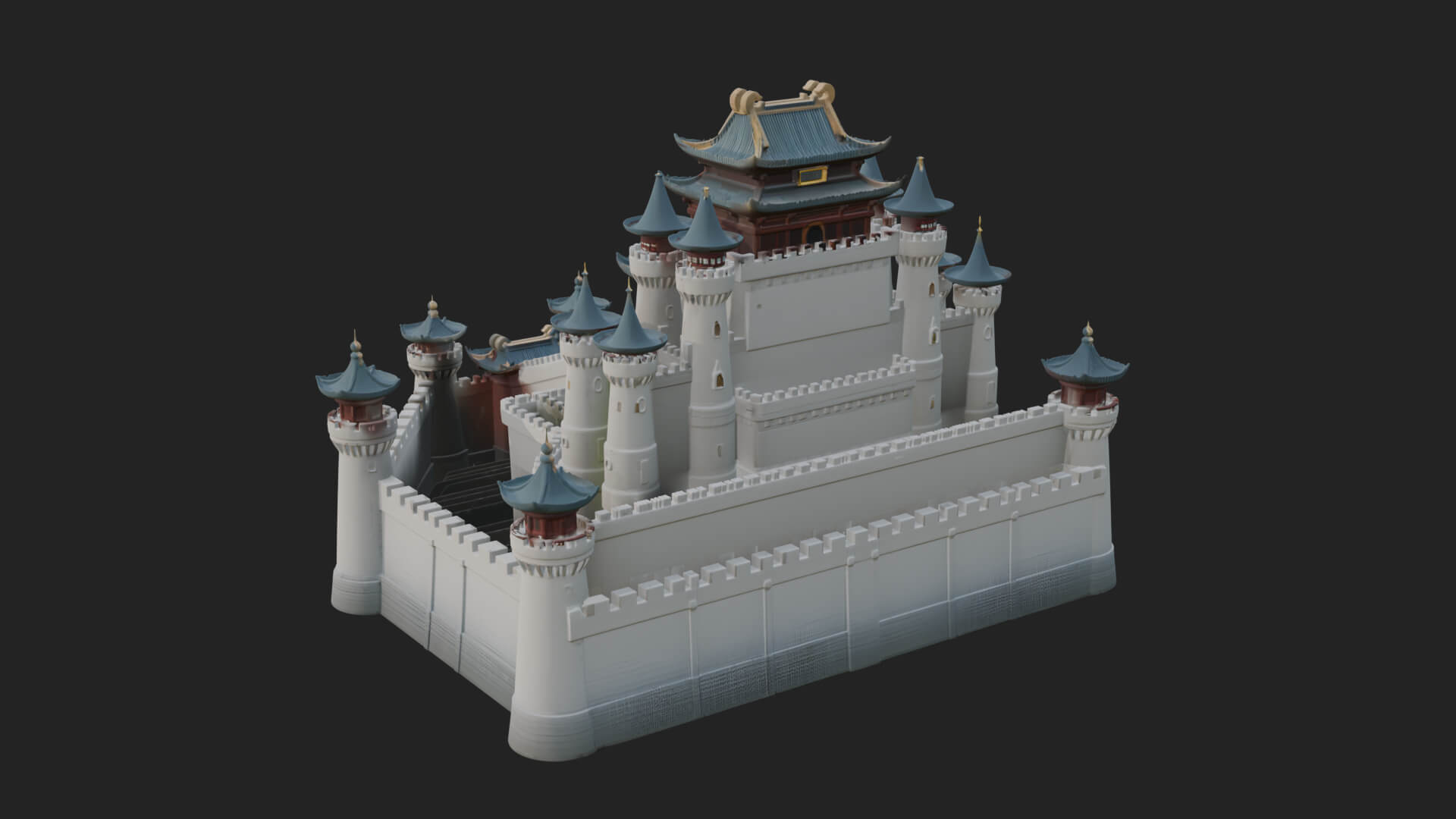 Oriental Fortress Castle Design 3 3D Print Model 3D Model