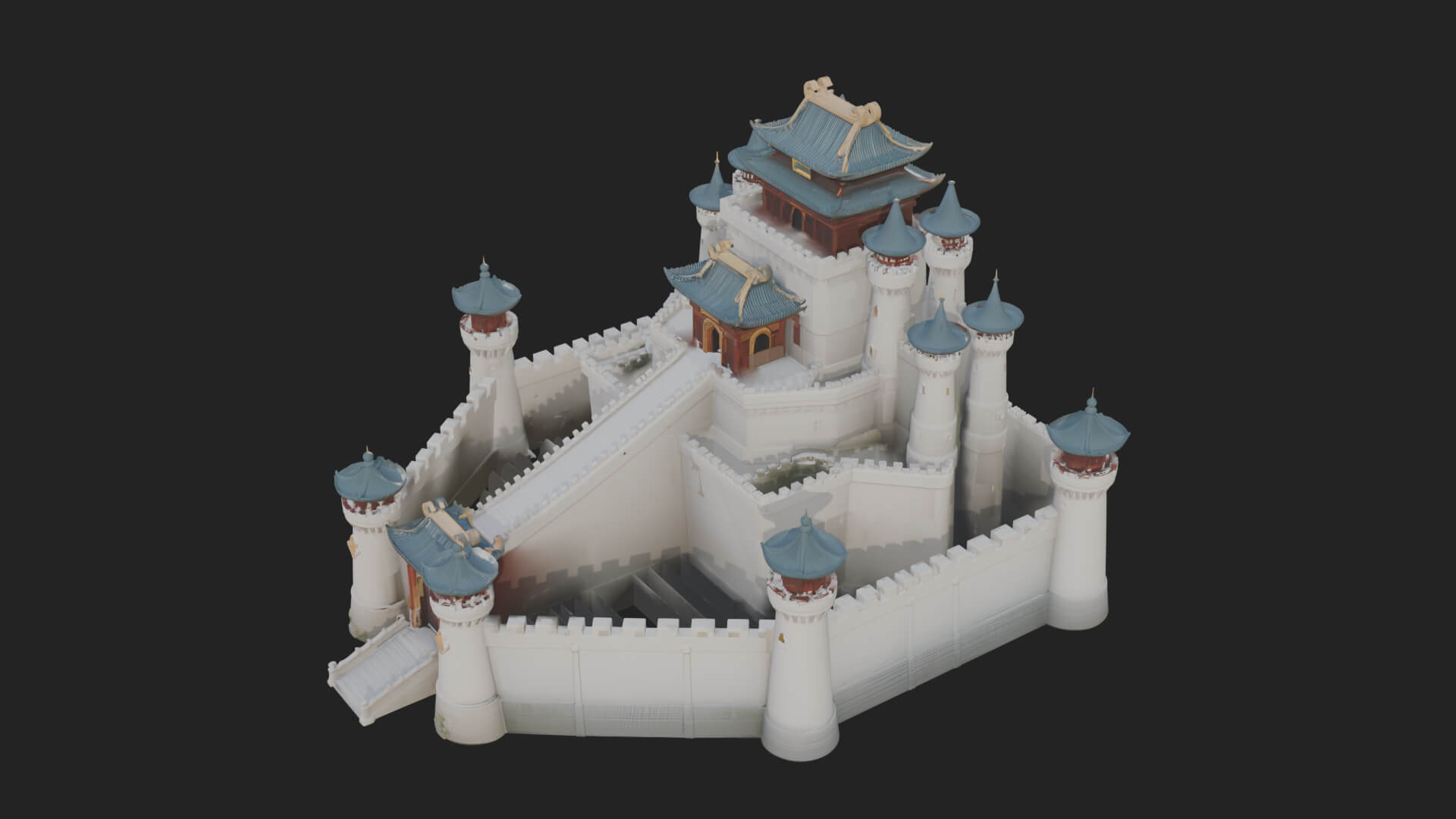 Oriental Fortress Castle Design 3 3D Print Model 3D Model
