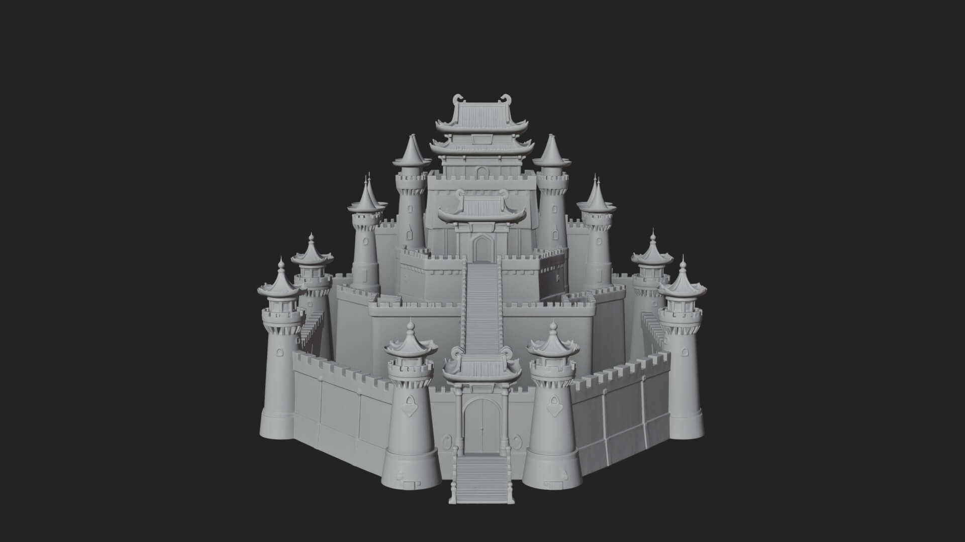 Oriental Fortress Castle Design 3 3D Print Model 3D Model
