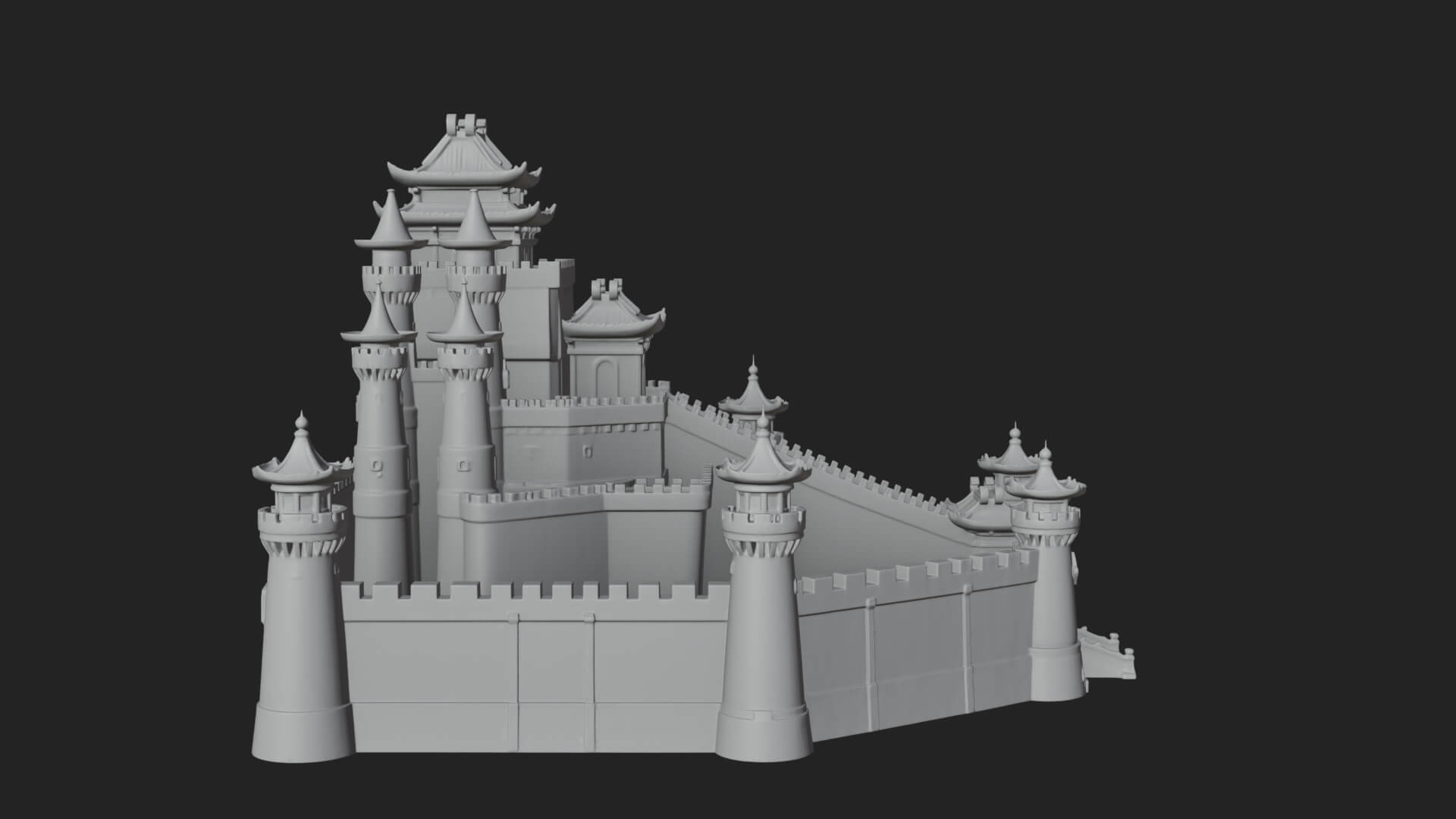 Oriental Fortress Castle Design 3 3D Print Model 3D Model
