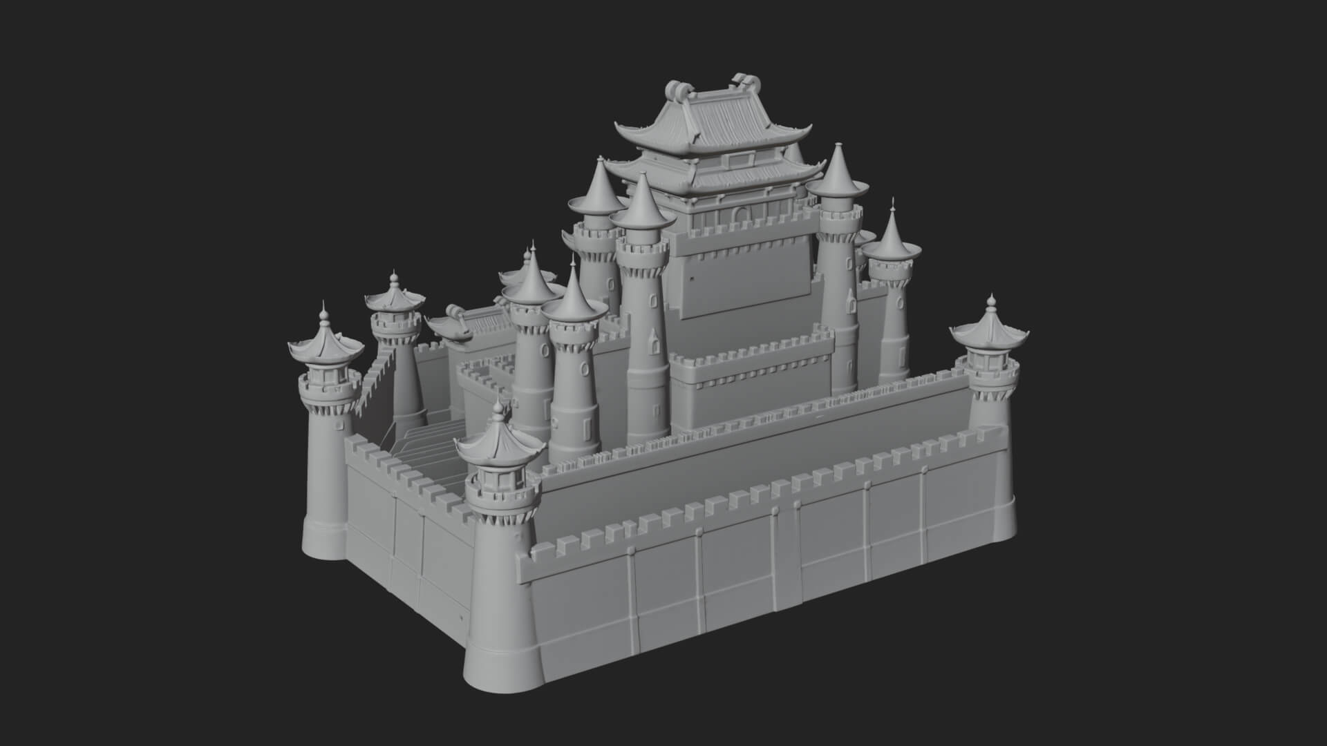 Oriental Fortress Castle Design 3 3D Print Model 3D Model