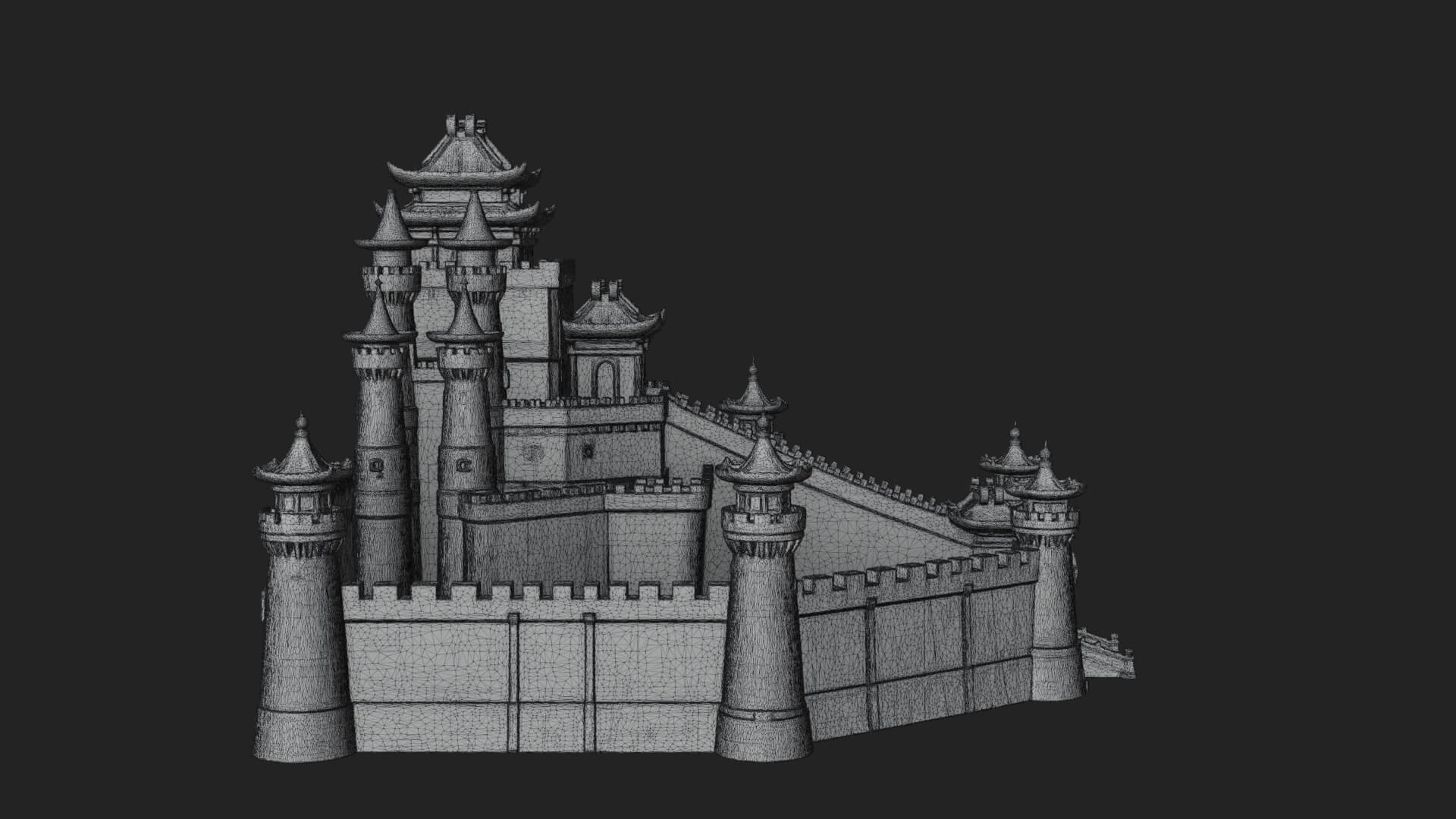 Oriental Fortress Castle Design 3 3D Print Model 3D Model