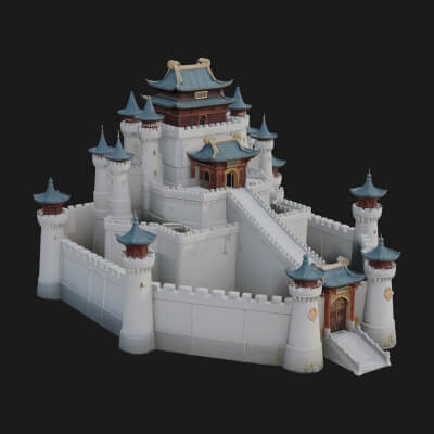 Oriental Fortress Castle Design 3 3D Print Model