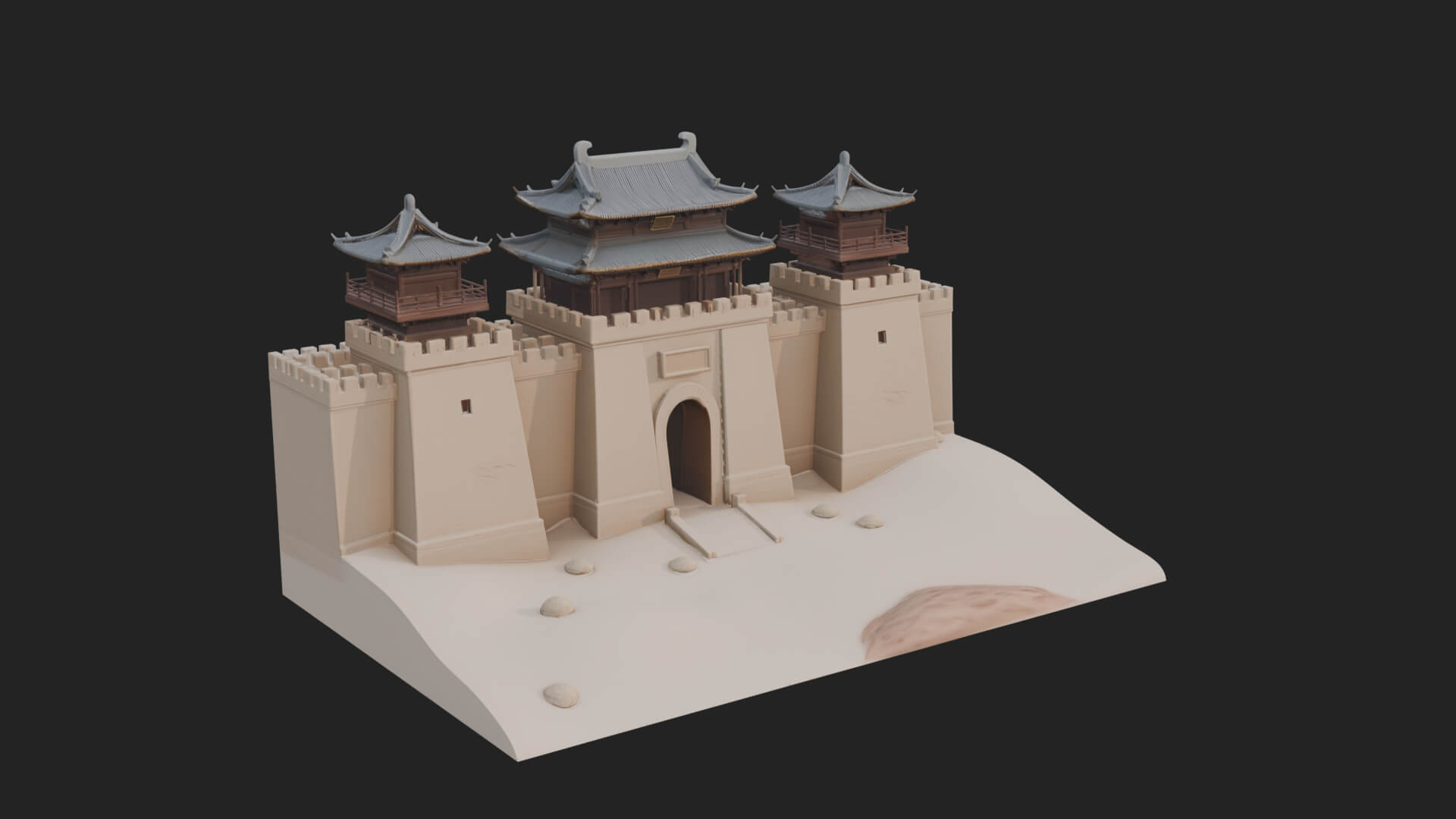 Oriental Fortress Castle Design 4 3D Print Model 3D Model