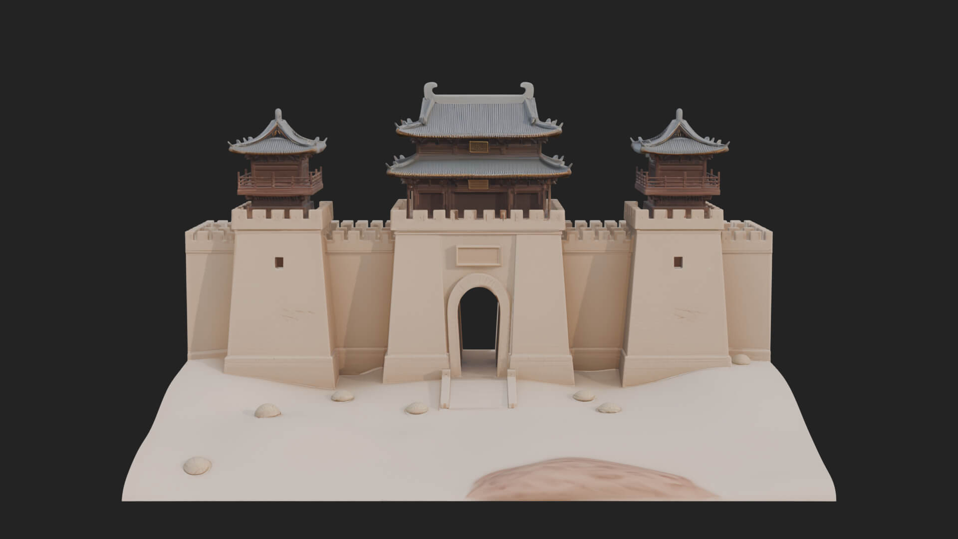 Oriental Fortress Castle Design 4 3D Print Model 3D Model