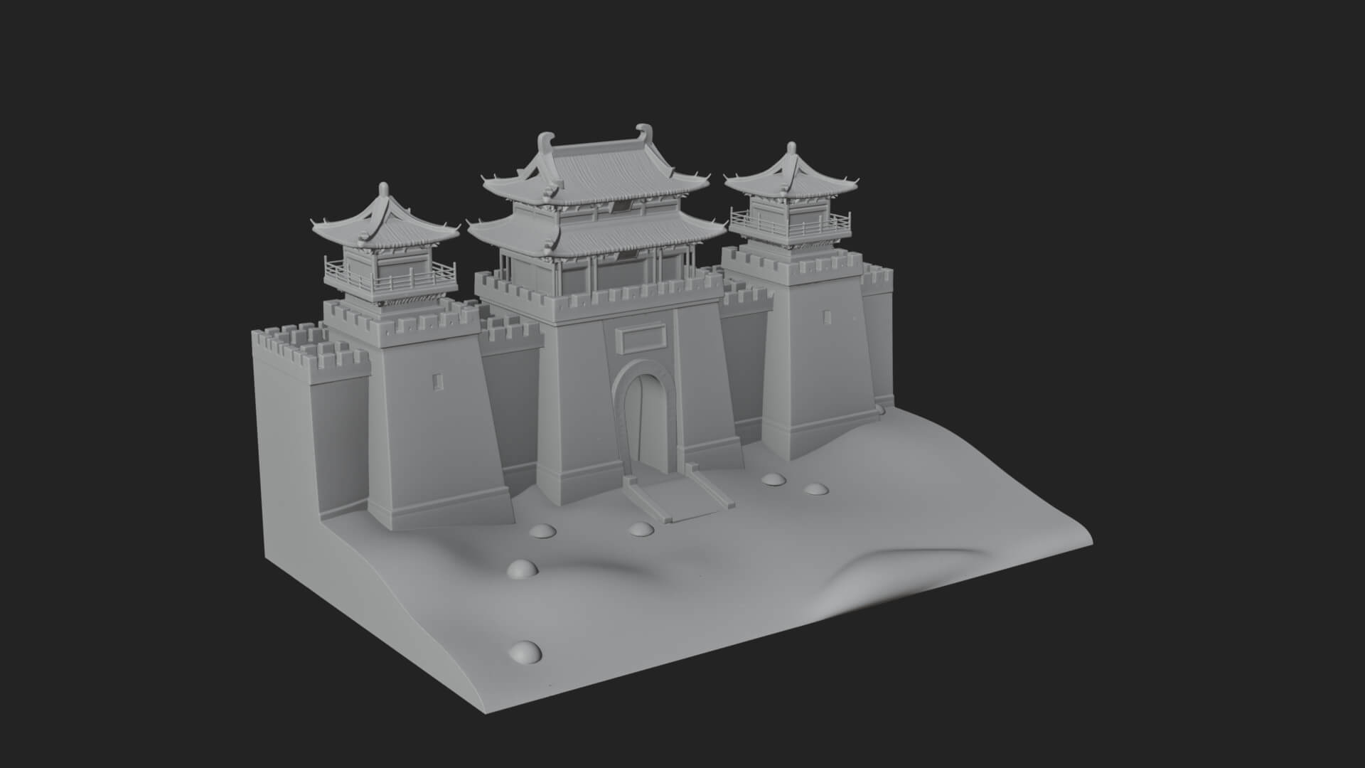 Oriental Fortress Castle Design 4 3D Print Model 3D Model