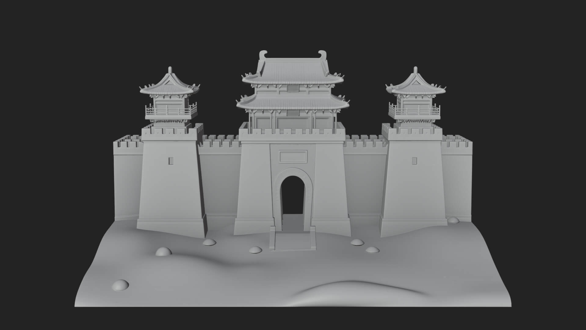 Oriental Fortress Castle Design 4 3D Print Model 3D Model