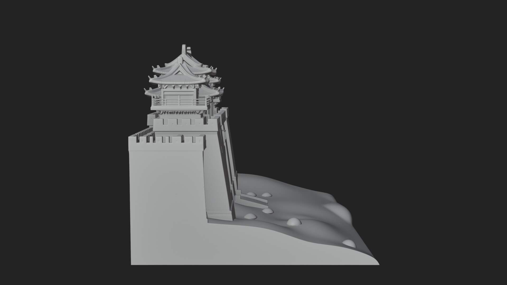 Oriental Fortress Castle Design 4 3D Print Model 3D Model