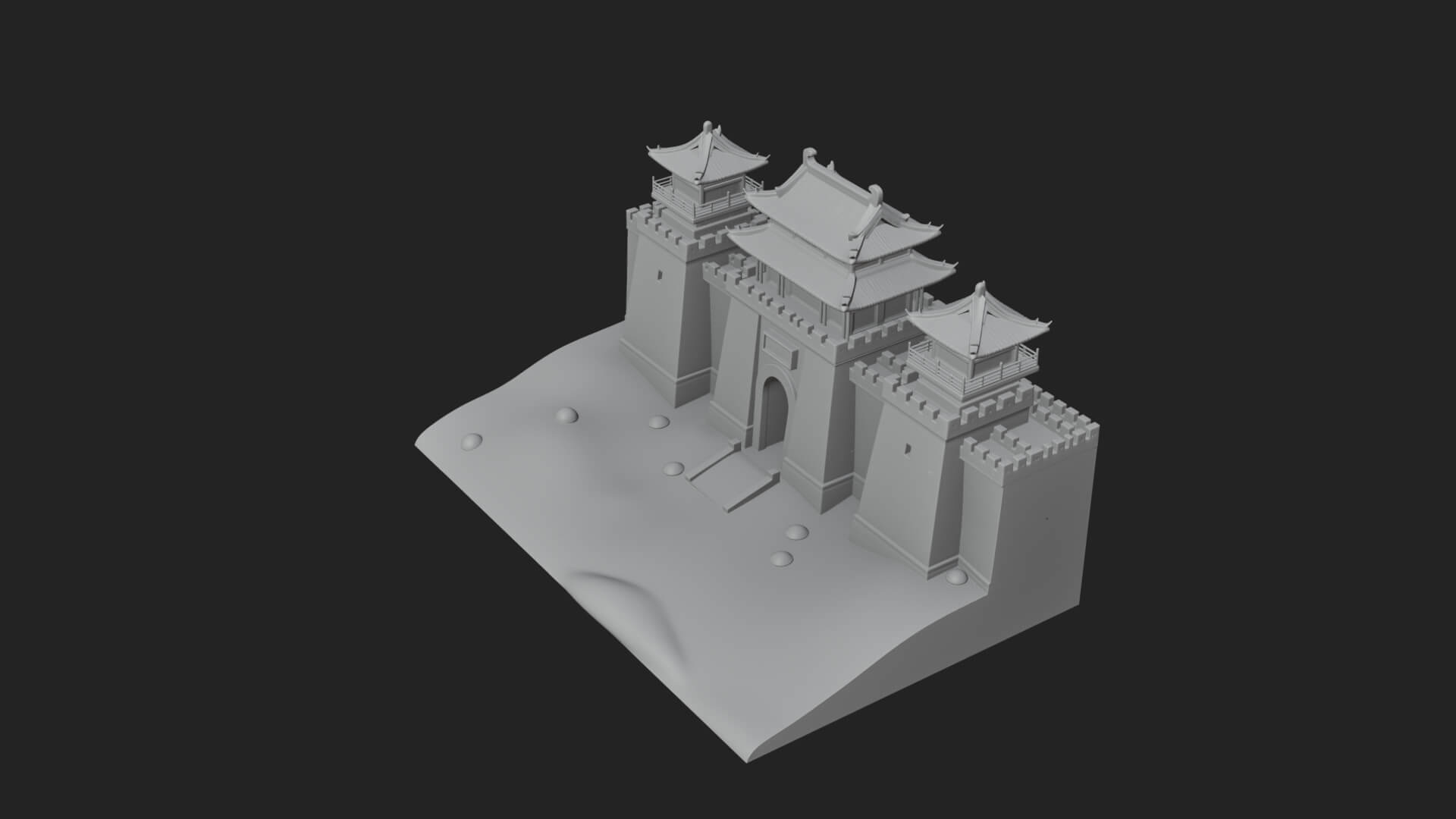Oriental Fortress Castle Design 4 3D Print Model 3D Model