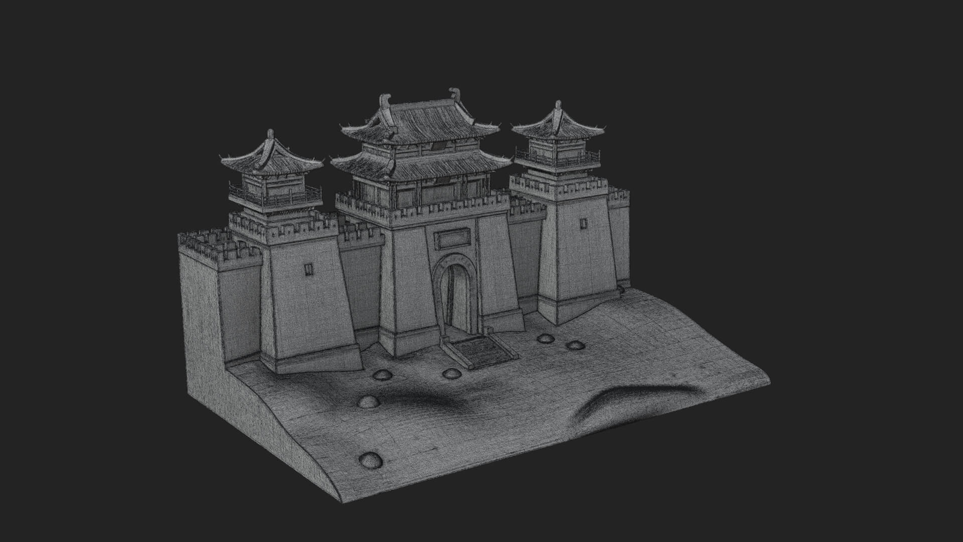 Oriental Fortress Castle Design 4 3D Print Model 3D Model