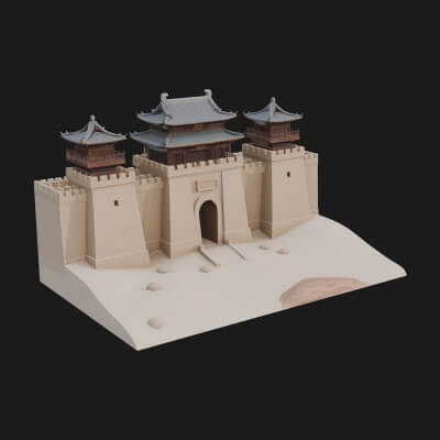 Oriental Fortress Castle Design 4 3D Print Model