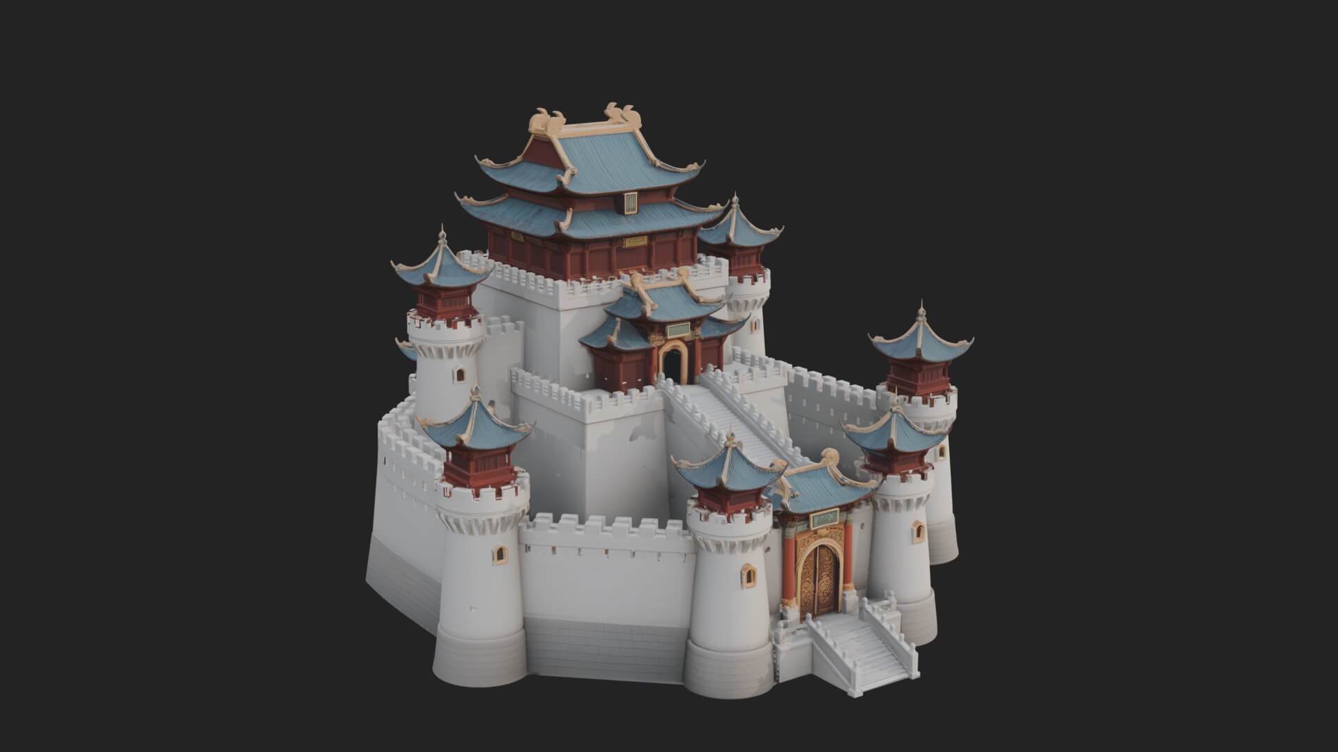Oriental Fortress Castle Design 5 3D Print Model 3D Model