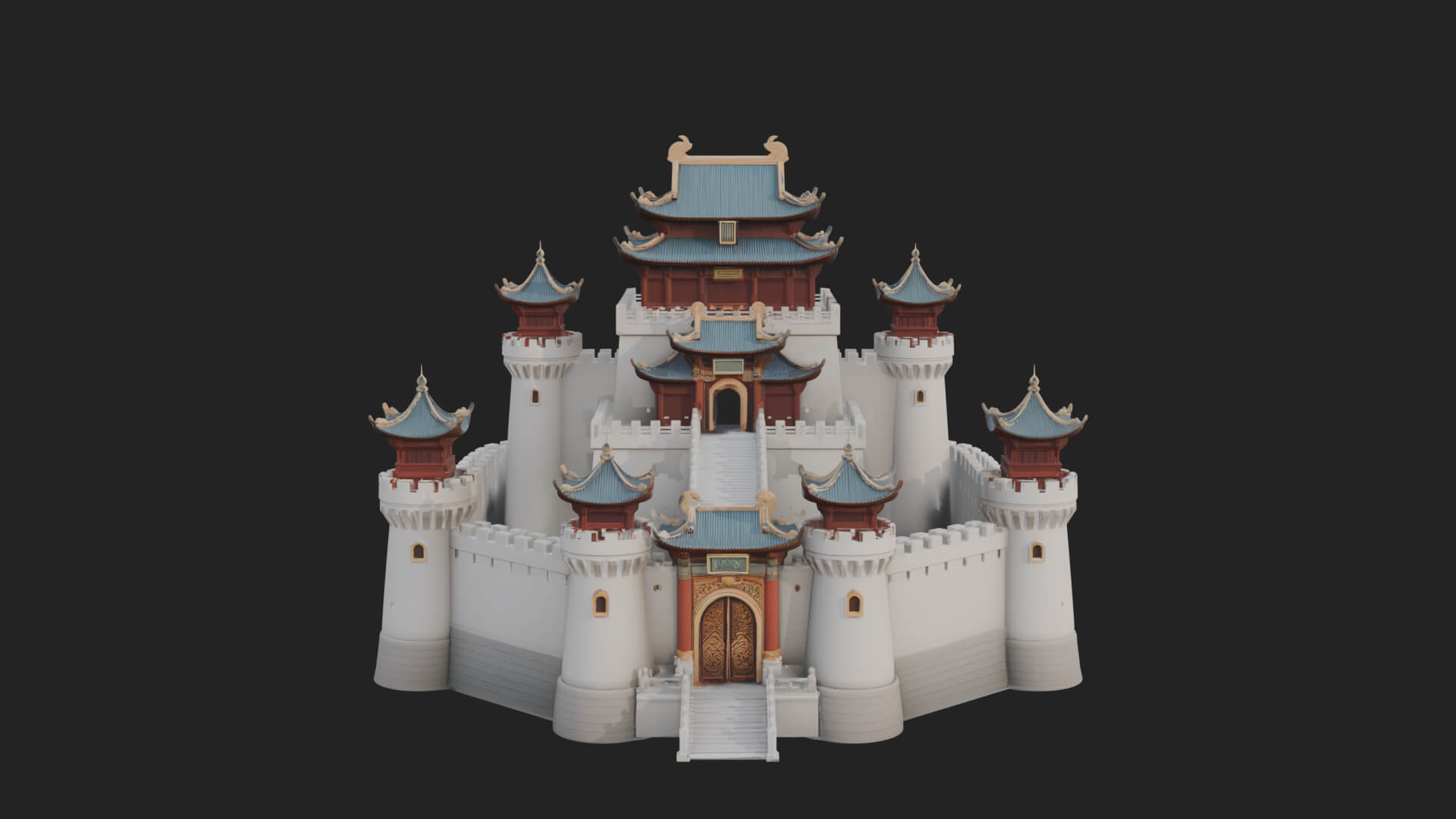 Oriental Fortress Castle Design 5 3D Print Model 3D Model