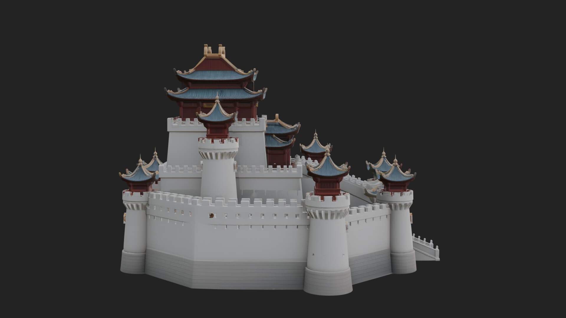 Oriental Fortress Castle Design 5 3D Print Model 3D Model