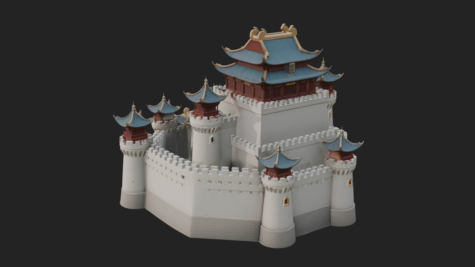 Oriental Fortress Castle Design 5 3D Print Model 3D Model