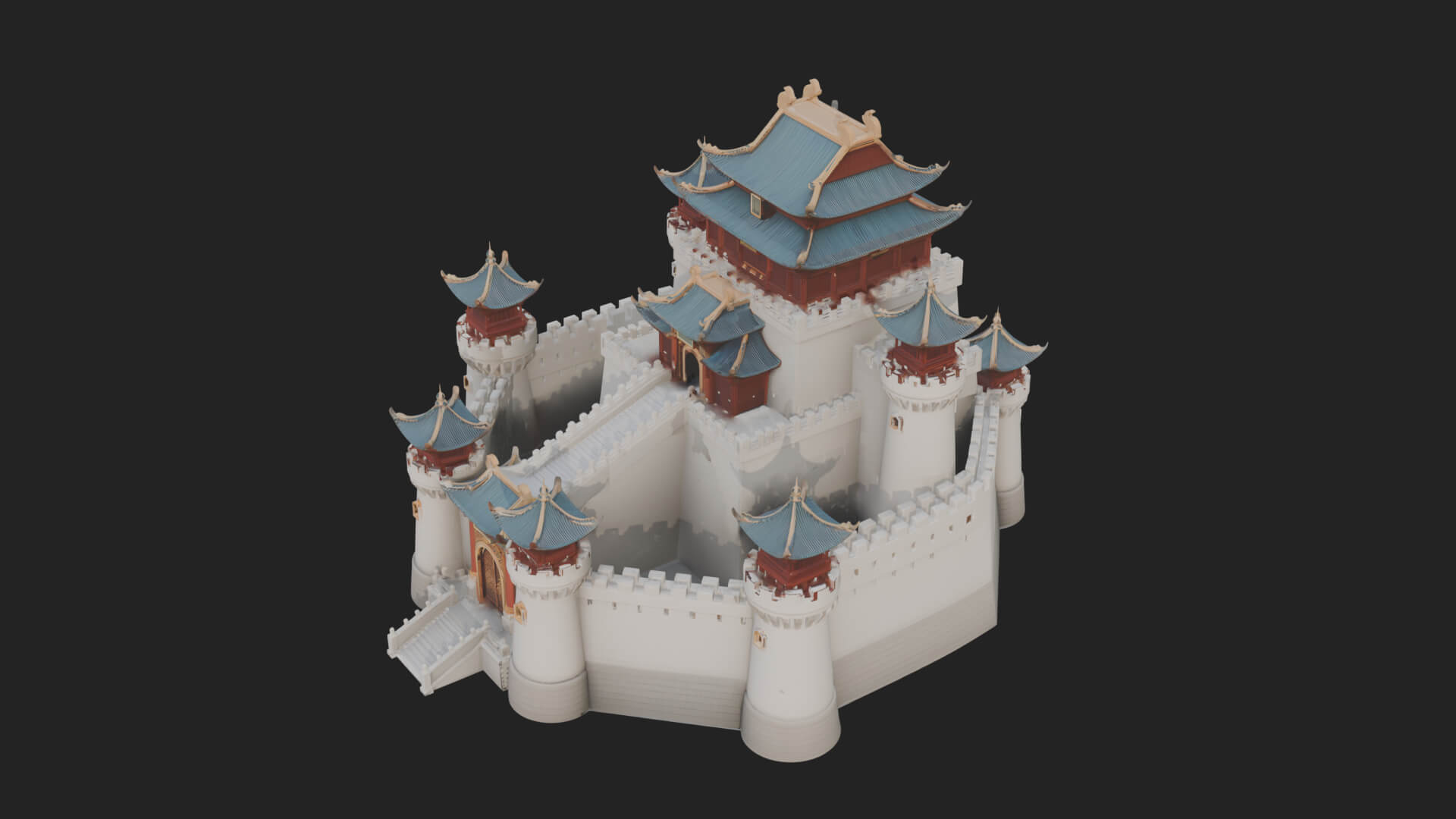 Oriental Fortress Castle Design 5 3D Print Model 3D Model
