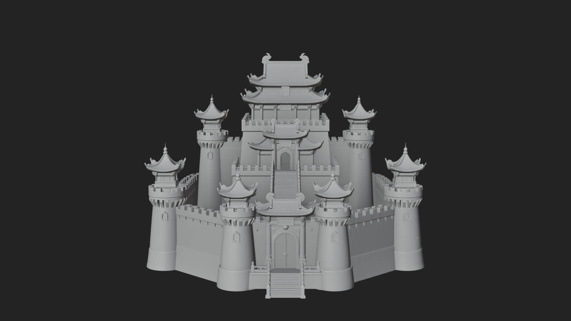 Oriental Fortress Castle Design 5 3D Print Model 3D Model