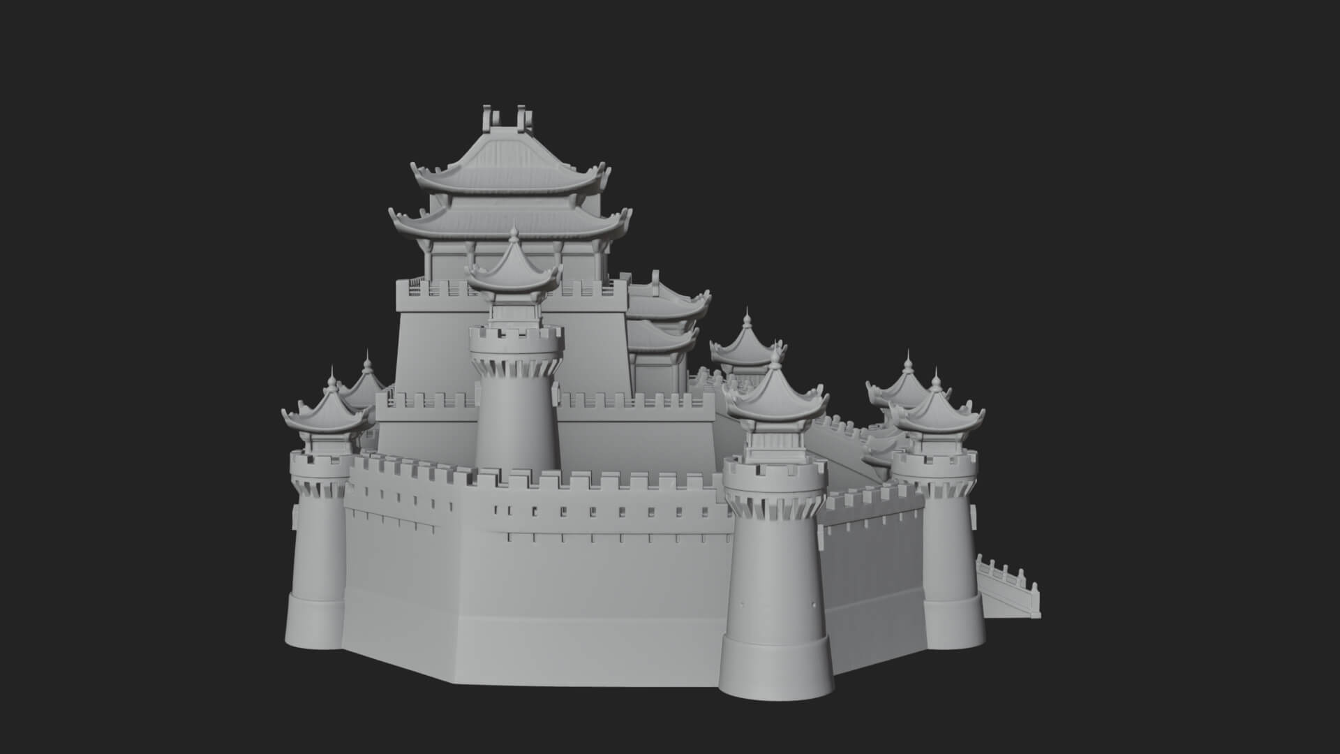 Oriental Fortress Castle Design 5 3D Print Model 3D Model