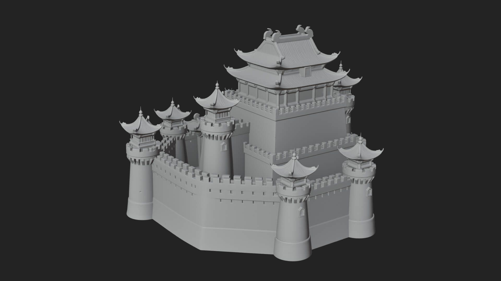 Oriental Fortress Castle Design 5 3D Print Model 3D Model