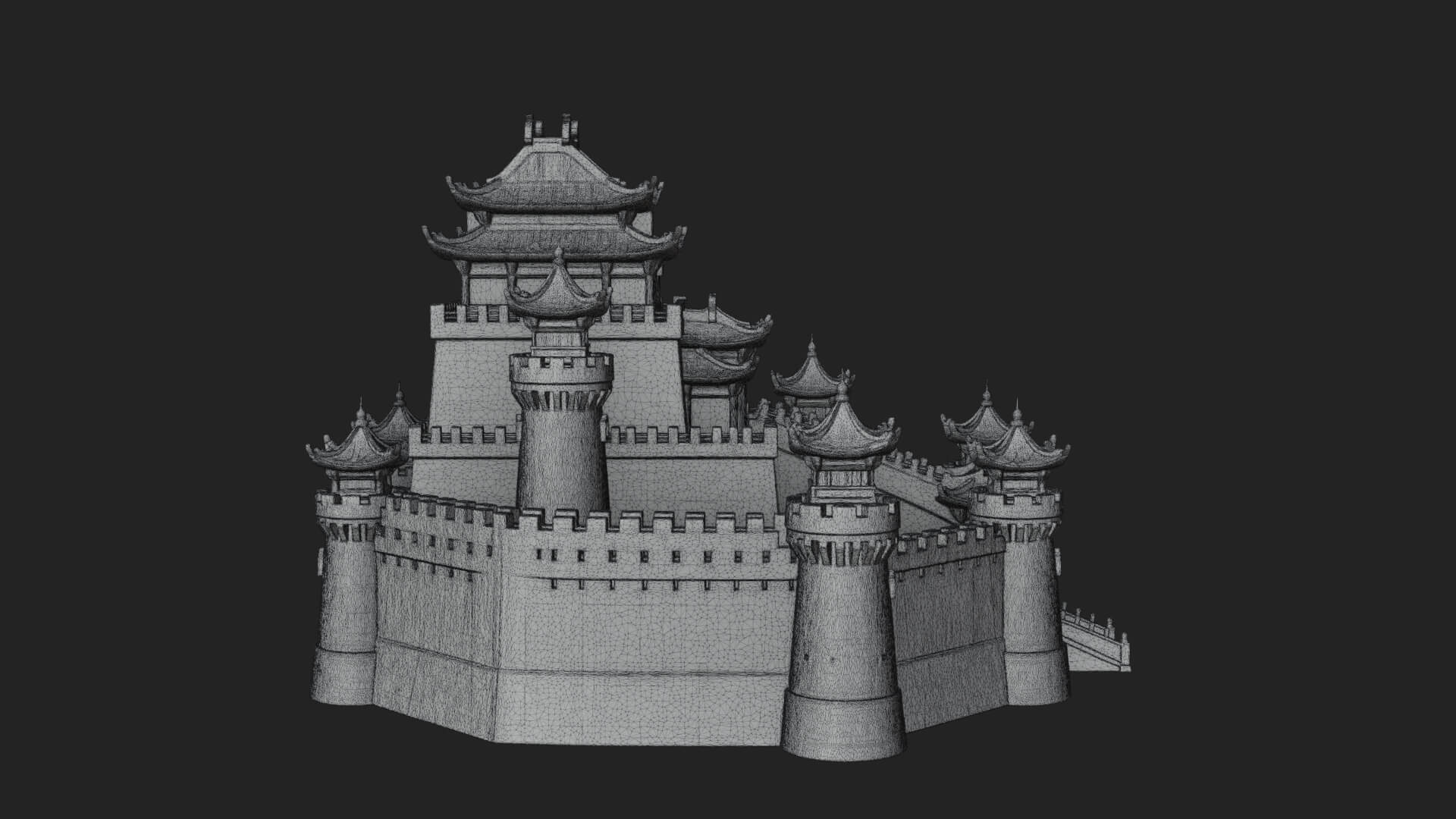 Oriental Fortress Castle Design 5 3D Print Model 3D Model