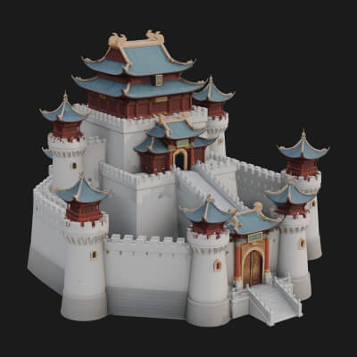 Oriental Fortress Castle Design 5 3D Print Model