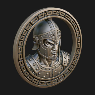 Oriental General Oval Plaque Design 1 3D Print Model