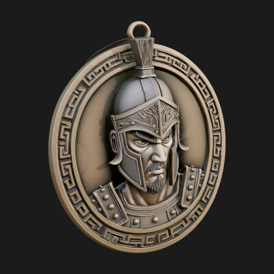 Oriental General Oval Plaque Design 2 3D Print Model