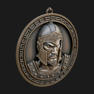 Oriental General Oval Plaque Design 3 3D Print Model