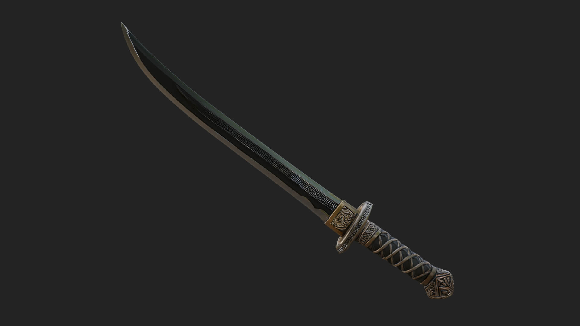 Oriental Katana Sword Model Design 2 3D Print Model 3D Model