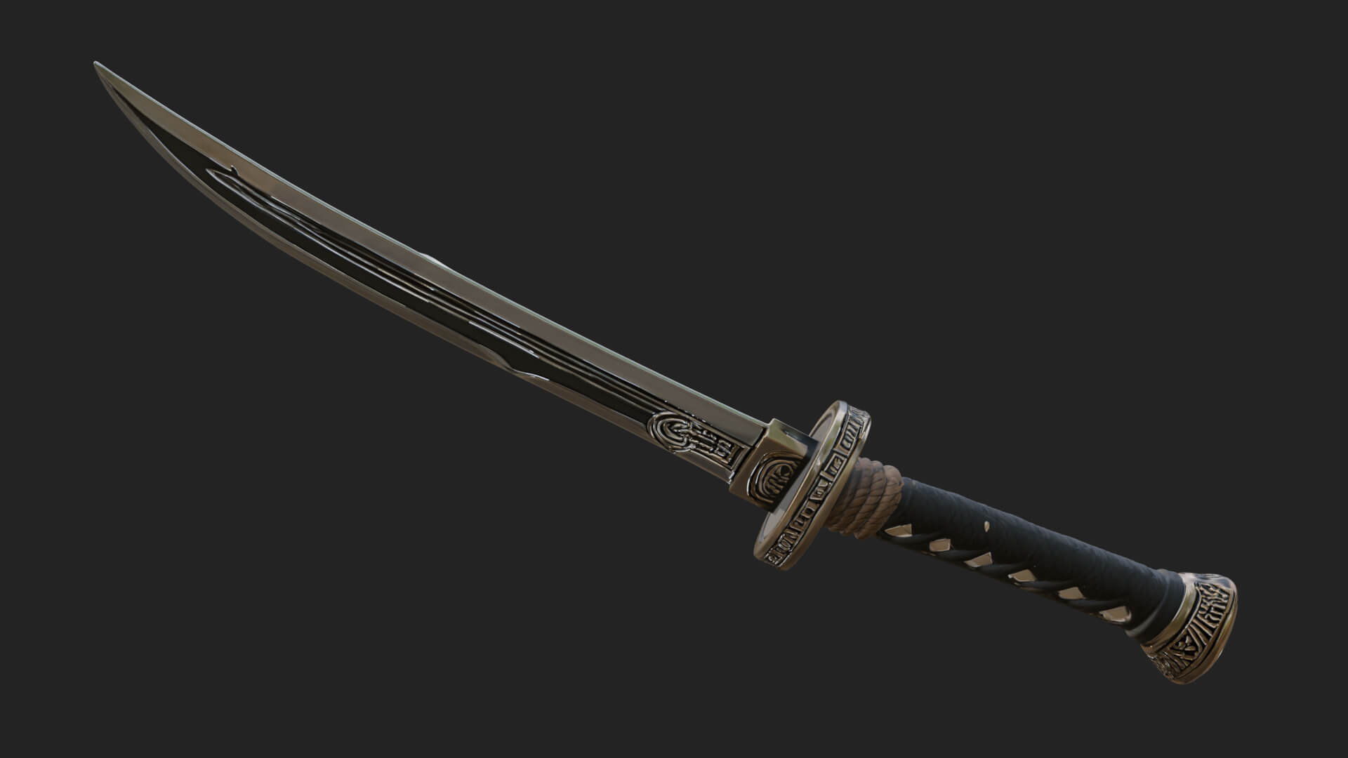 Oriental Katana Sword Model Design 3 3D Print Model 3D Model