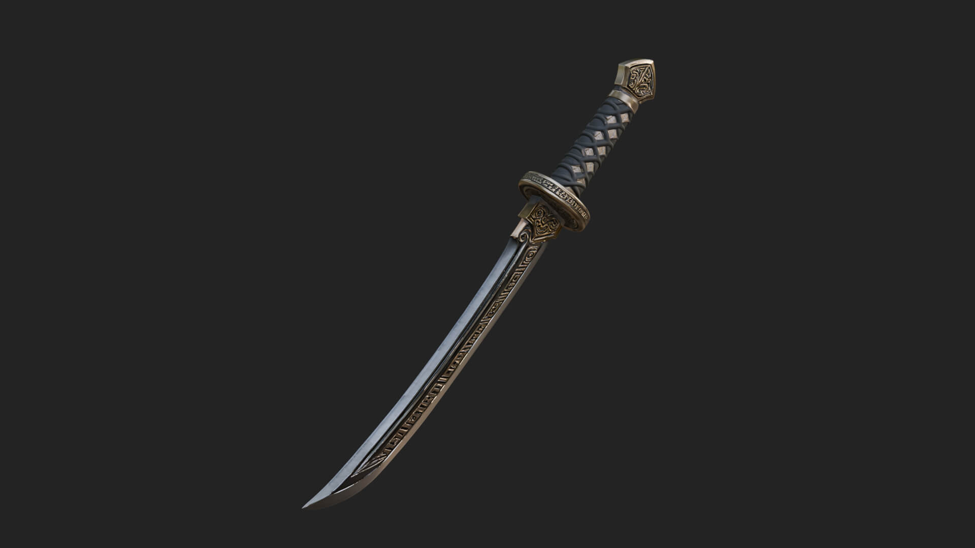 Oriental Katana Sword Model Design 4 3D Print Model 3D Model