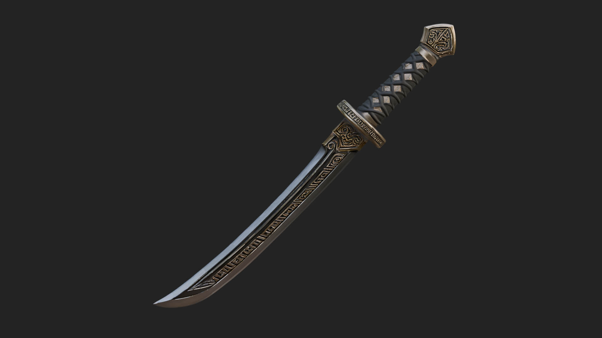 Oriental Katana Sword Model Design 4 3D Print Model 3D Model