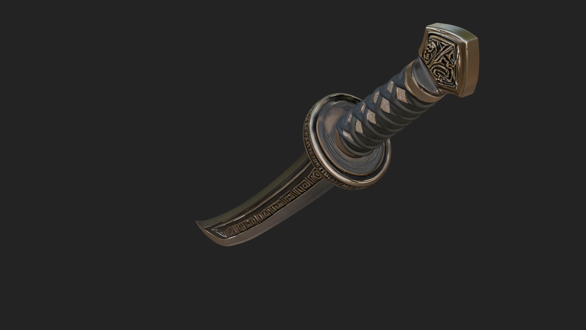 Oriental Katana Sword Model Design 4 3D Print Model 3D Model