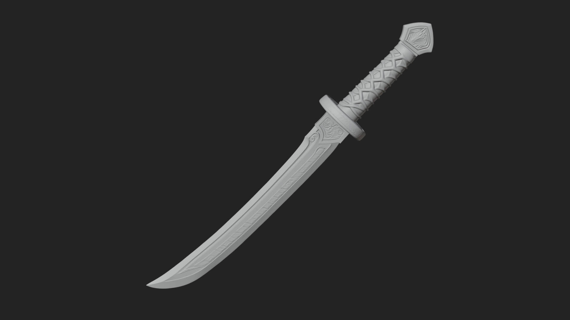 Oriental Katana Sword Model Design 4 3D Print Model 3D Model