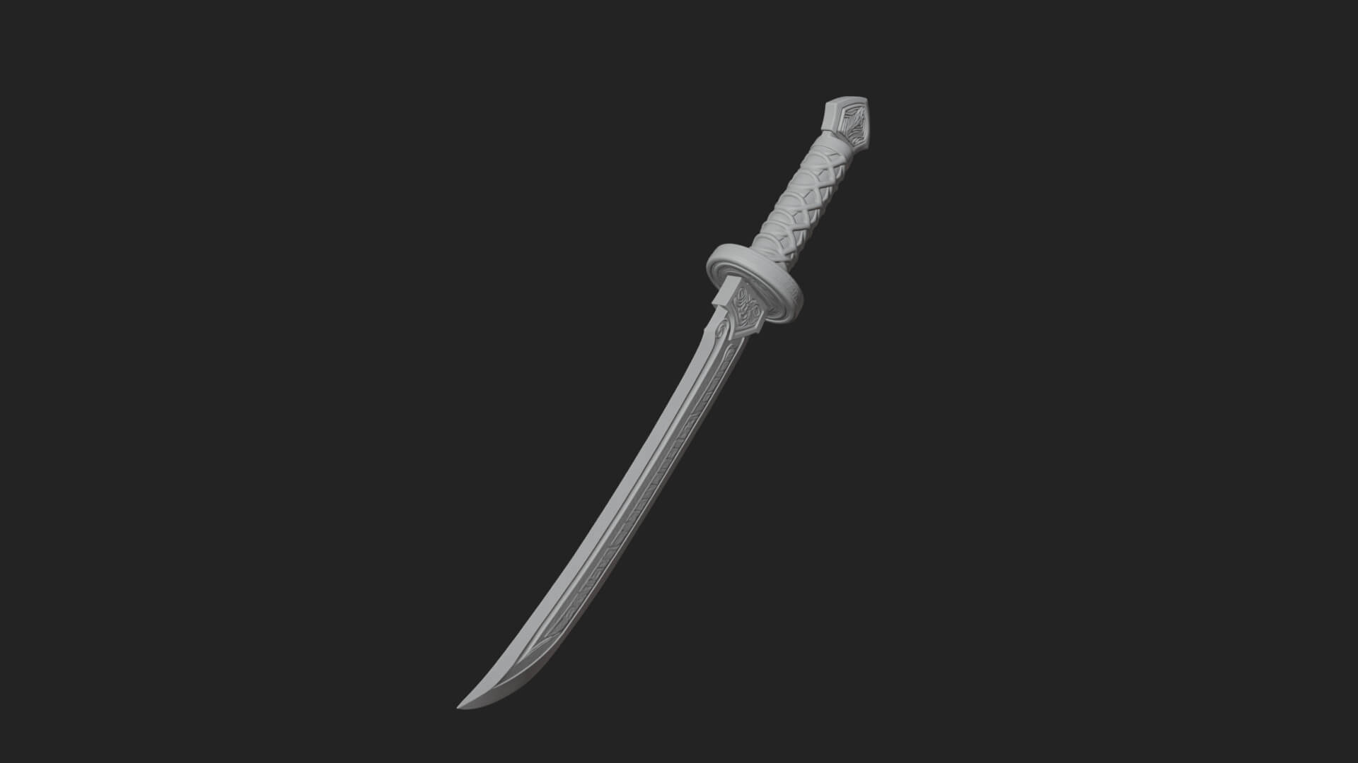 Oriental Katana Sword Model Design 4 3D Print Model 3D Model