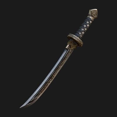 Oriental Katana Sword Model Design 4 3D Print Model