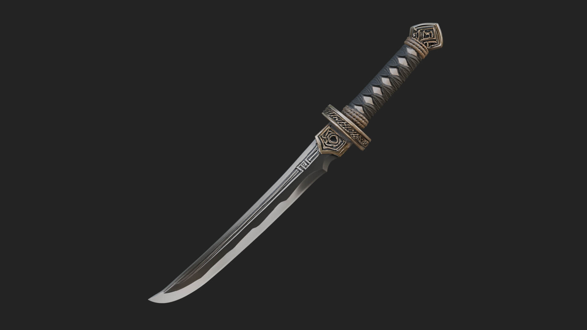 Oriental Katana Sword Model Design 5 3D Print Model 3D Model