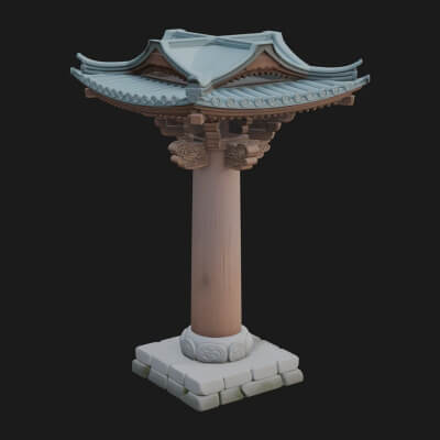 Oriental Lantern Column Design 2 3D Print Model