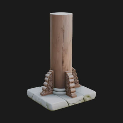 Oriental Lantern Column Design 4 3D Print Model