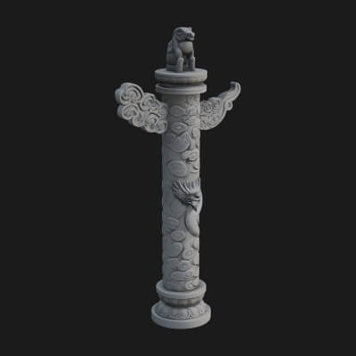 Oriental Lantern Column Design 5 3D Print Model
