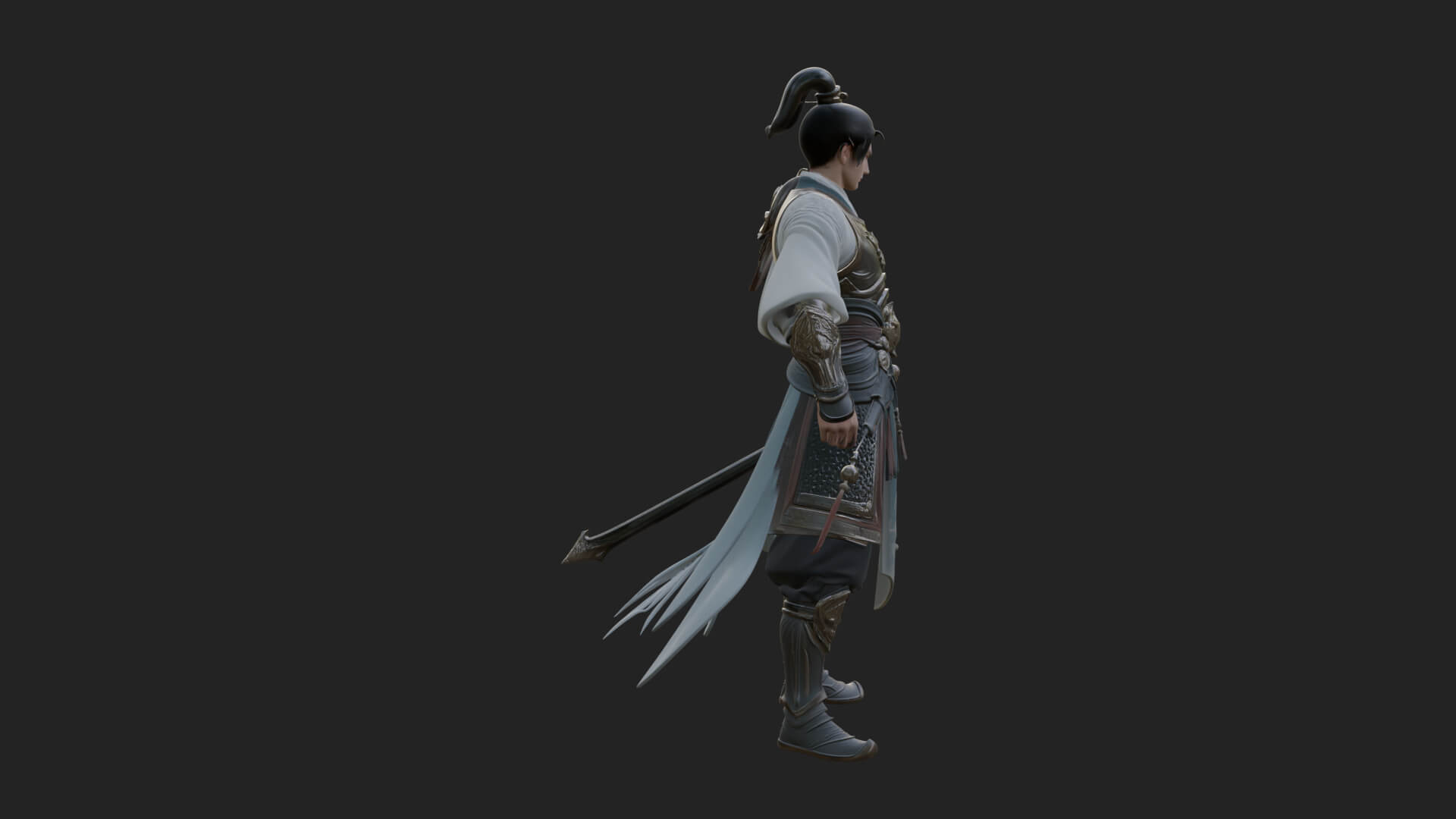 Oriental Robed Swordsman Statue Design 1 3D Print Model 3D Model