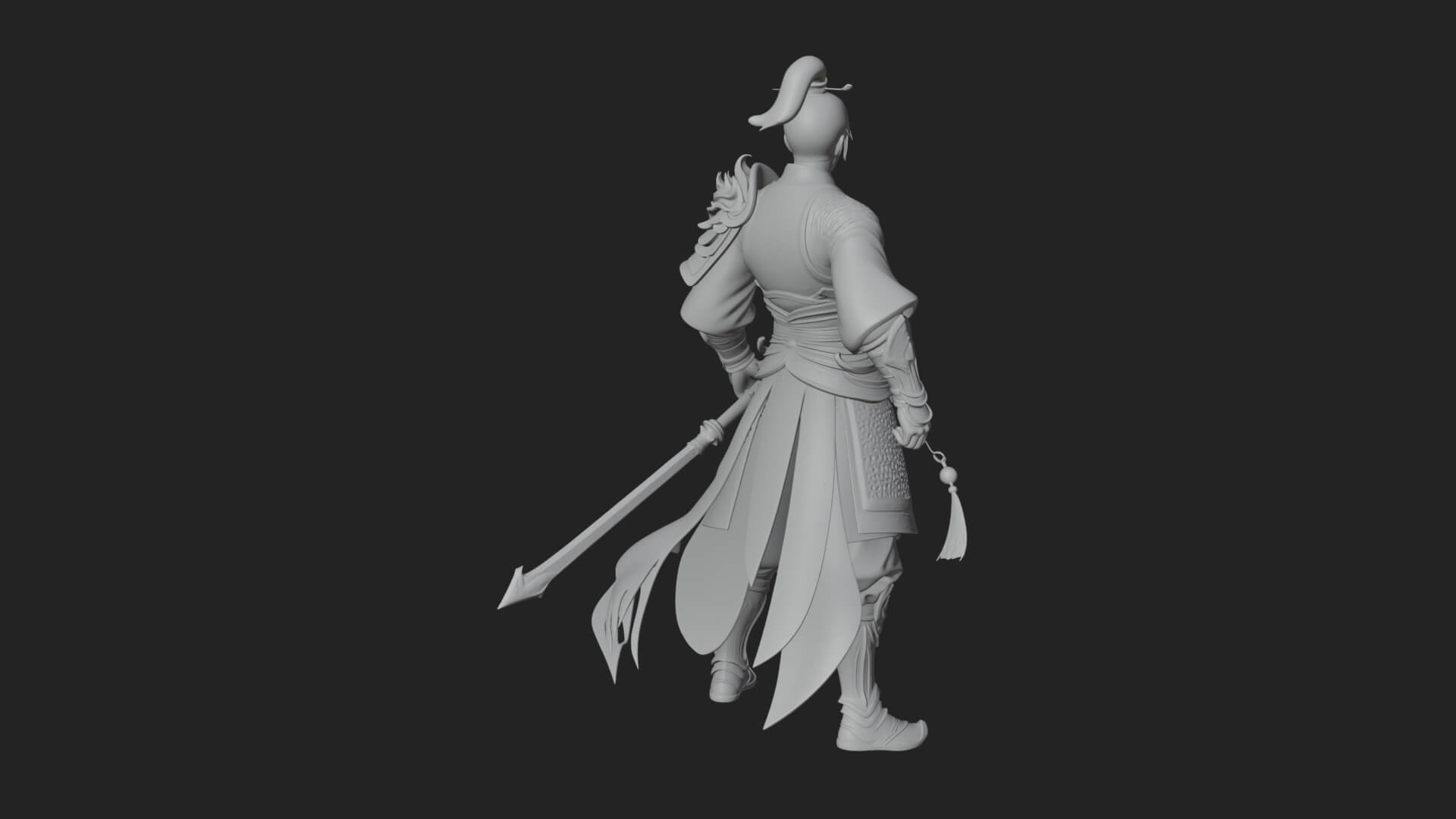 Oriental Robed Swordsman Statue Design 1 3D Print Model 3D Model