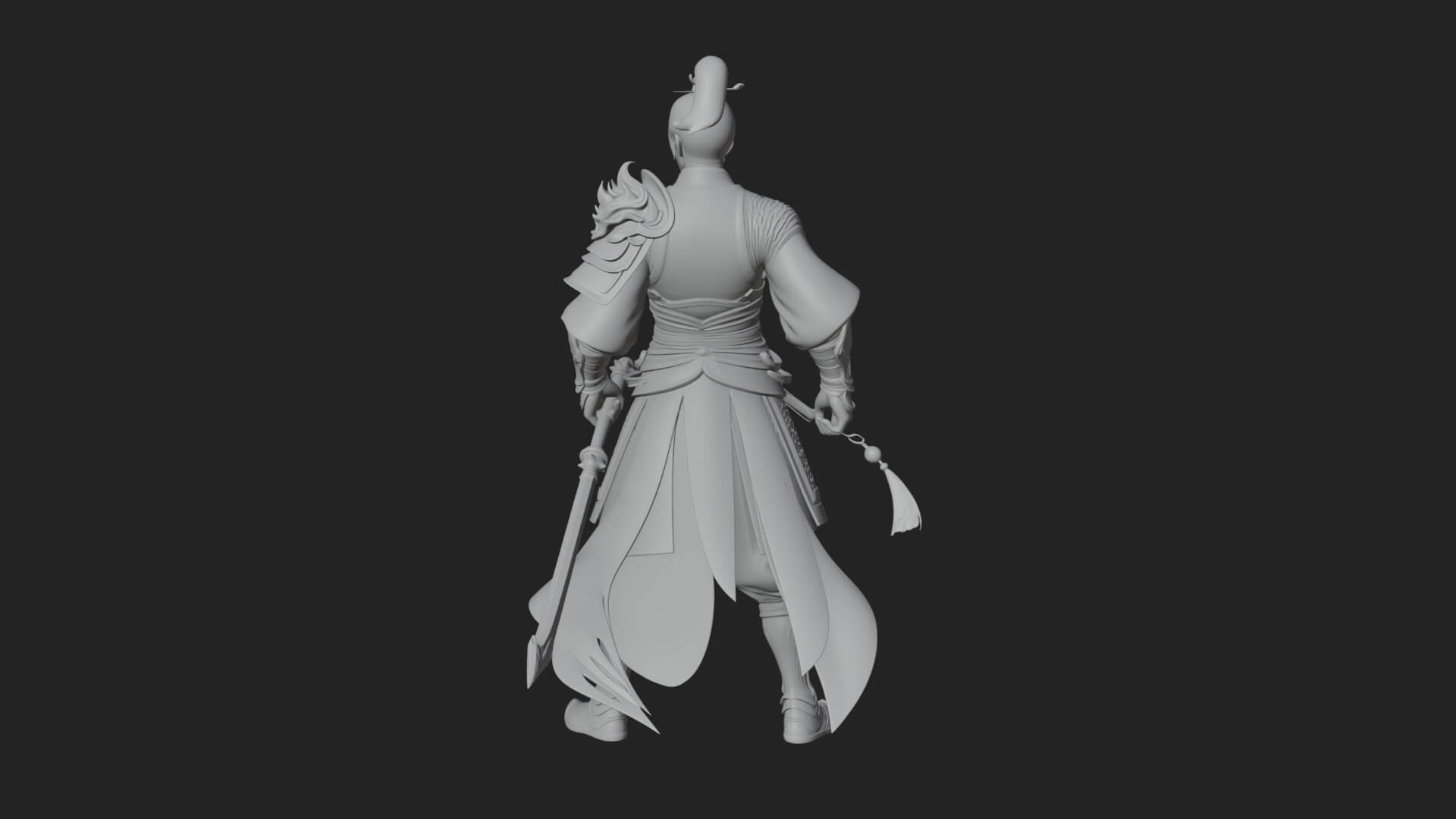 Oriental Robed Swordsman Statue Design 1 3D Print Model 3D Model