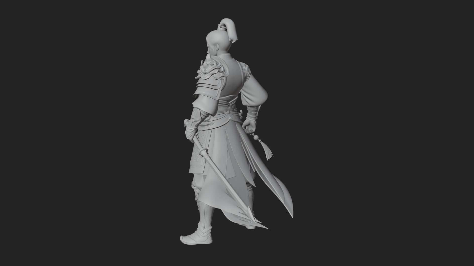 Oriental Robed Swordsman Statue Design 1 3D Print Model 3D Model