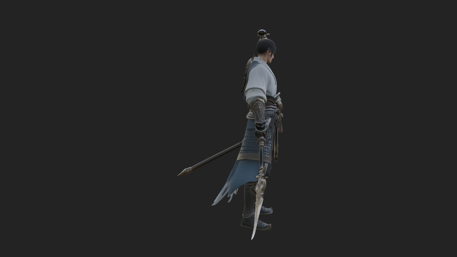 Oriental Robed Swordsman Statue Design 2 3D Print Model 3D Model
