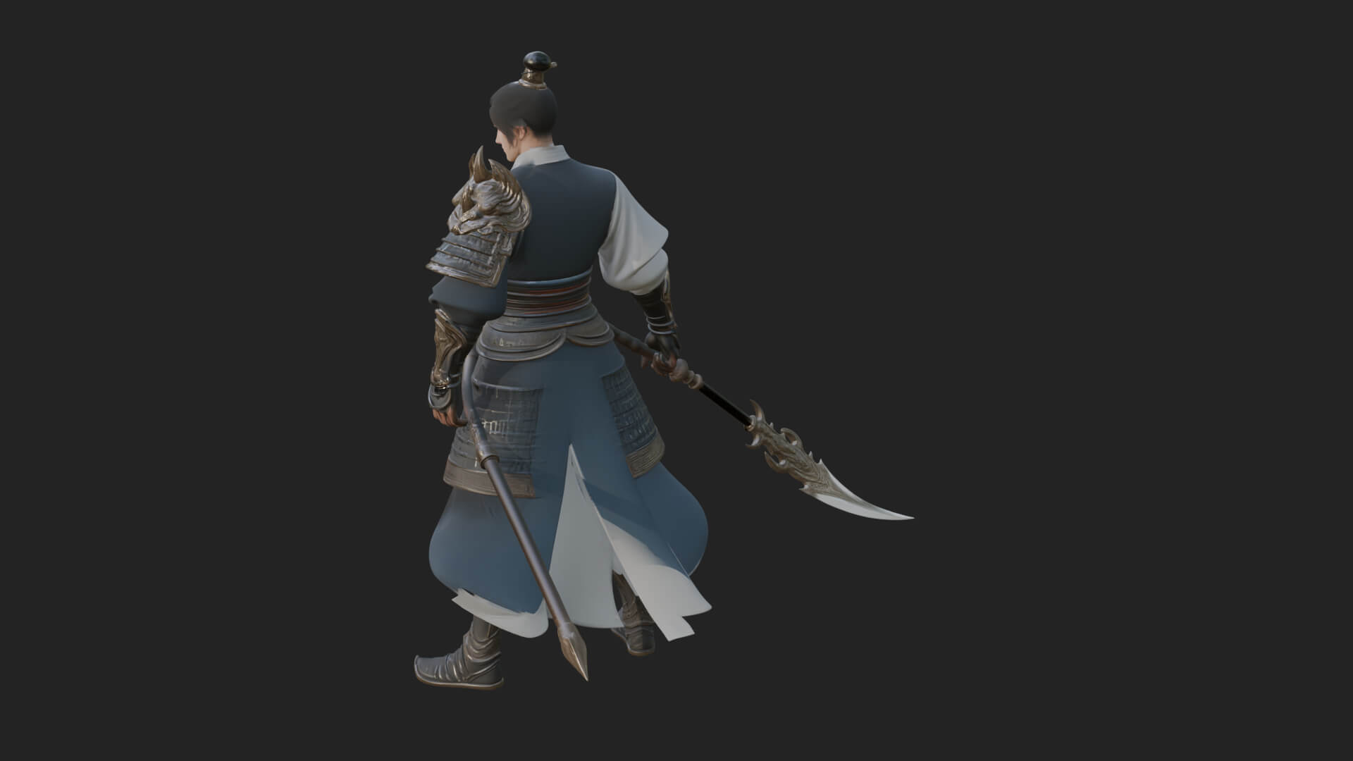 Oriental Robed Swordsman Statue Design 2 3D Print Model 3D Model