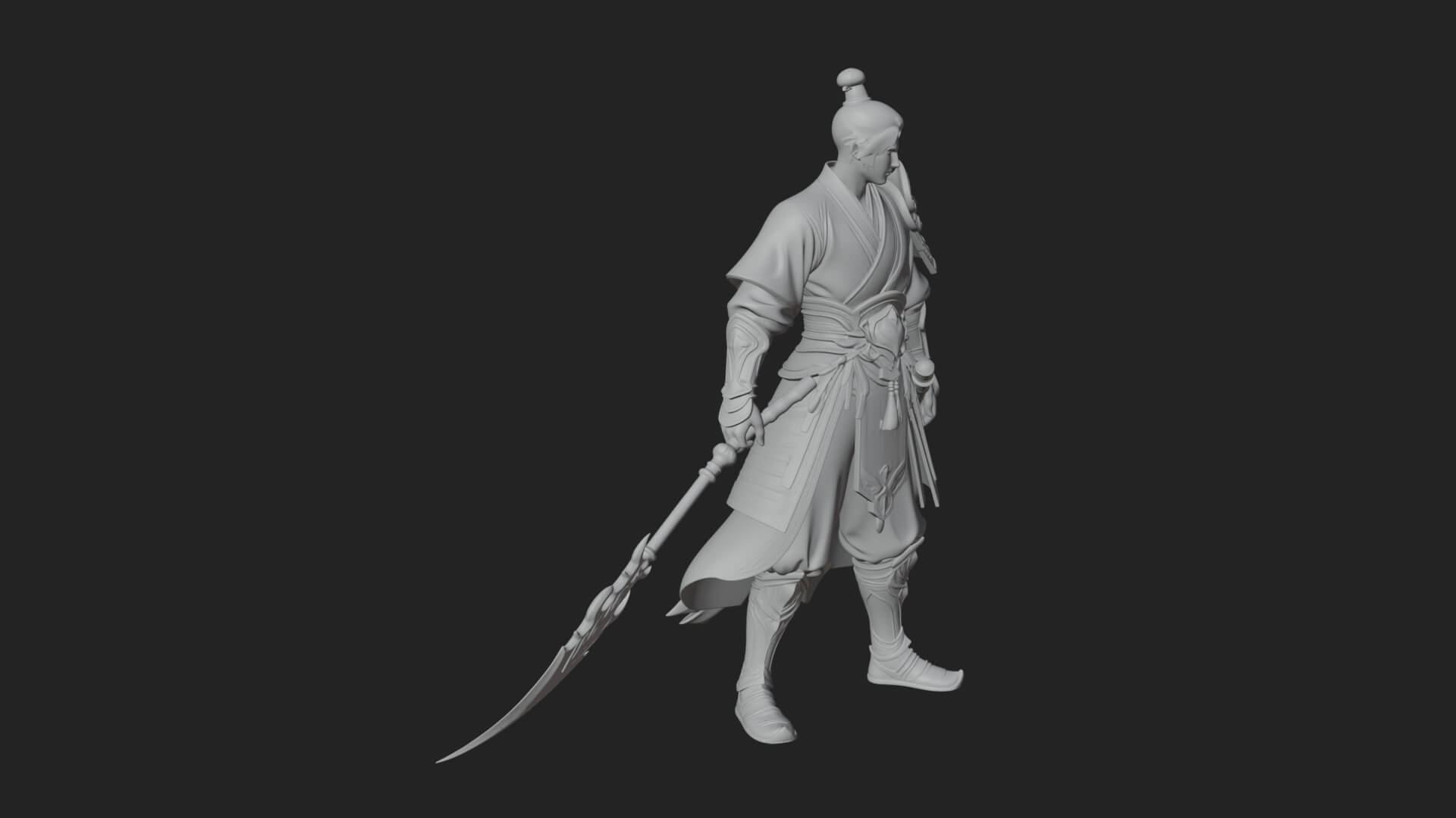 Oriental Robed Swordsman Statue Design 2 3D Print Model 3D Model