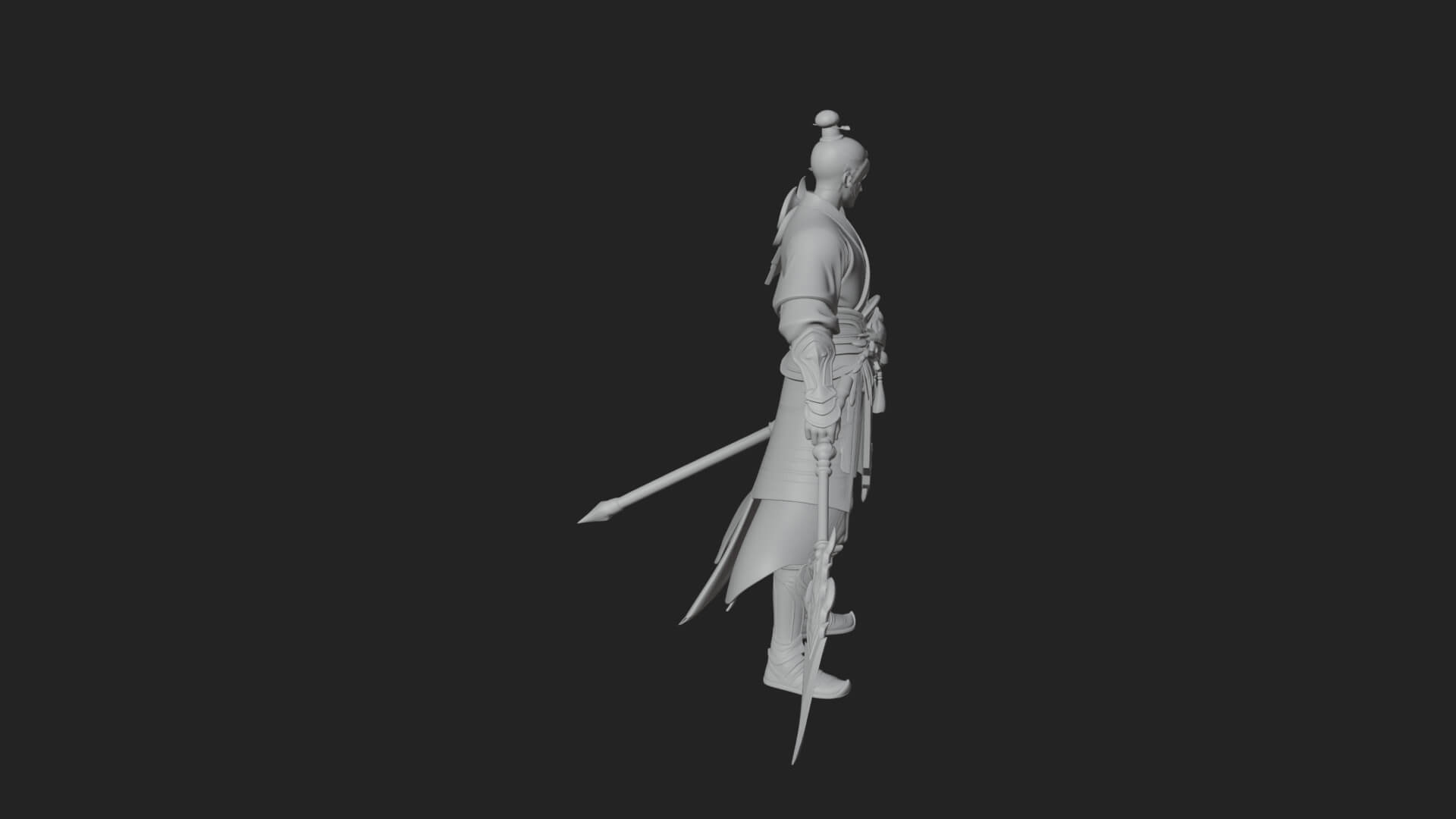 Oriental Robed Swordsman Statue Design 2 3D Print Model 3D Model